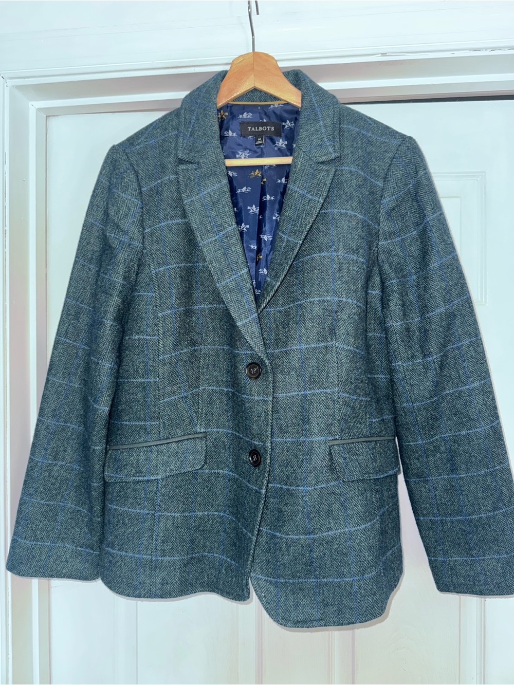 Bundle of 2 Talbots Blazers Classic Herringbone Shetland Wool Brown Green 14 - Picture 7 of 11